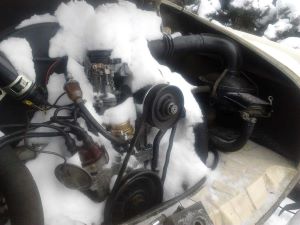 Karmann Ghia Engine with Snow